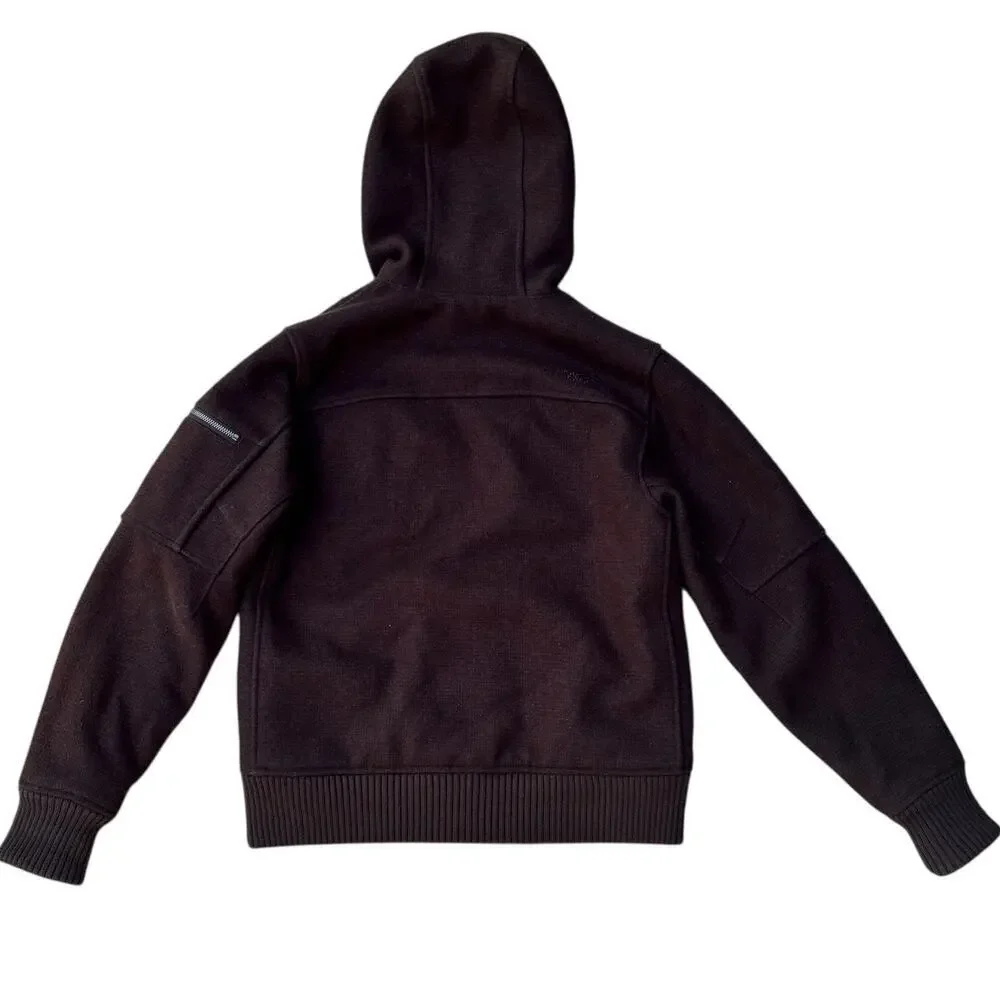 The North Face Buckeye Bomber Jacket Men's Size S Brown Wool Hooded